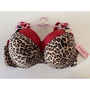 2 Pack Juicy Couture Bra Show Me Off Lined JC2801 Leopard Print Red Size 42D NEW